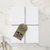 Paarse en gele caleidoscoop cadeaulabel (Met Touw)
