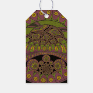 Paarse en gele caleidoscoop cadeaulabel