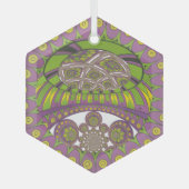 Paarse en gele caleidoscoop glas ornament (Voorkant)