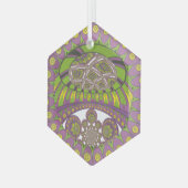 Paarse en gele caleidoscoop glas ornament (Voorkant links)