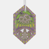 Paarse en gele caleidoscoop glas ornament (Voorkant Rechts)