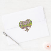 Paarse en gele caleidoscoop hart sticker (Envelop)