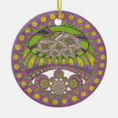 Paarse en gele caleidoscoop keramisch ornament (Voorkant)