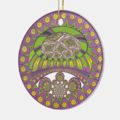 Paarse en gele caleidoscoop keramisch ornament (Links)