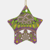 Paarse en gele caleidoscoop keramisch ornament (Rechts)