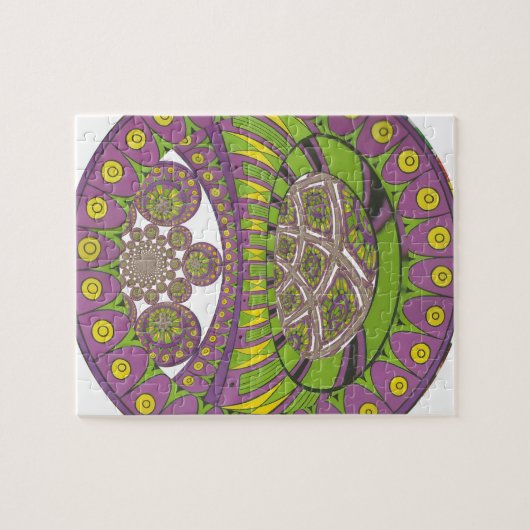 Paarse en gele caleidoscoop legpuzzel (Horizontaal)