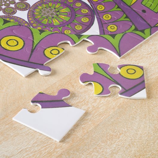 Paarse en gele caleidoscoop legpuzzel (Zijkant)