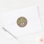 Paarse en gele caleidoscoop ronde sticker (Envelop)
