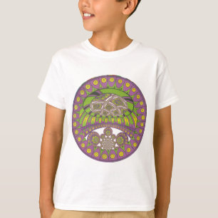 Paarse en gele caleidoscoop t-shirt