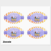 Paarse en gele Chevron Aangepast Baby shower Ovale Sticker (Vel)
