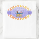 Paarse en gele Chevron Aangepast Baby shower Ovale Sticker (Tas)