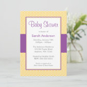 Paarse en gele Chevron Baby shower Kaart (Staand voorkant)