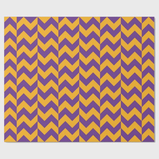 Paarse en gele Chevron Zigzag Cadeaupapier (Vlak)