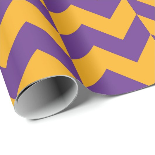 Paarse en gele Chevron Zigzag Cadeaupapier (Rol Hoek)