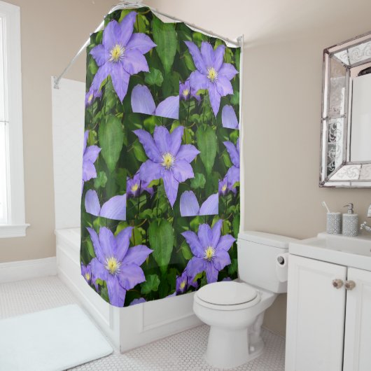 Paarse en gele Clematis Douchegordijn (In situ)