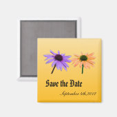 paarse en gele dagbloemen, behalve de datum magneet (Voorkant / Achterkant)