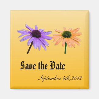 paarse en gele dagbloemen, behalve de datum magneet