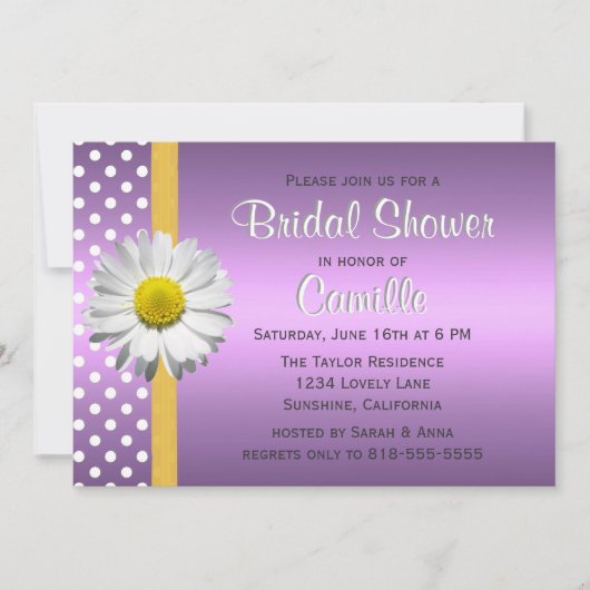 Paarse en gele Daisy Bridal Shower Kaart (Voorkant)