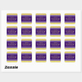 Paarse en Gele Damask Dank u Bruiloft R322 Vierkante Sticker (Vel)