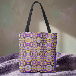 Paarse en gele diamantgeometrie tote bag