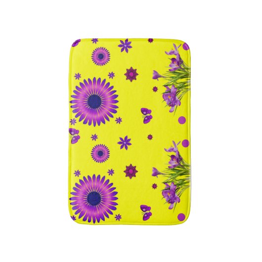 Paarse en gele douchebadkamer badmat (Voorkant Verticaal)