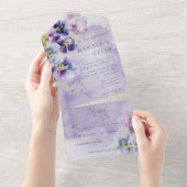 Paarse en gele Floral Modern No Dinner All In One Uitnodiging (Afscheurbaar)