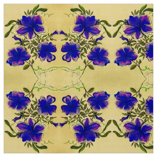 Paarse en gele Floral Stof (Swatch)