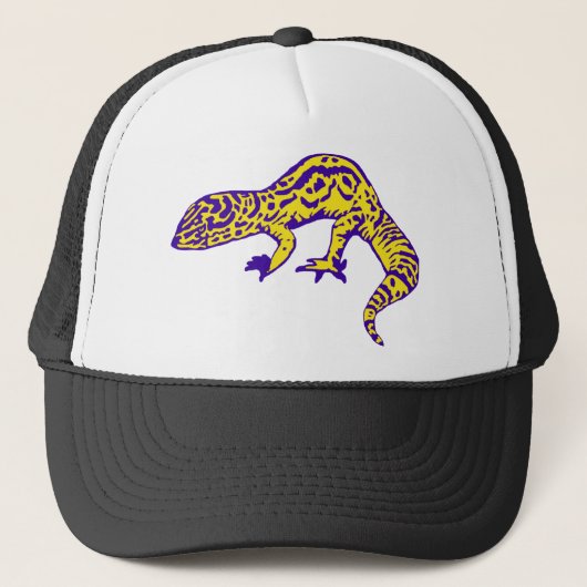 Paarse en gele Gecko Trucker Pet (Voorkant)
