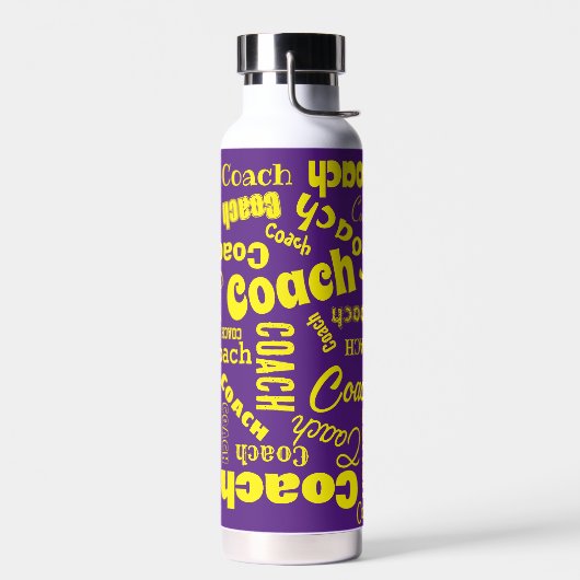 Paarse en gele gepersonaliseerde Coach Gift Name A Waterfles (Links)