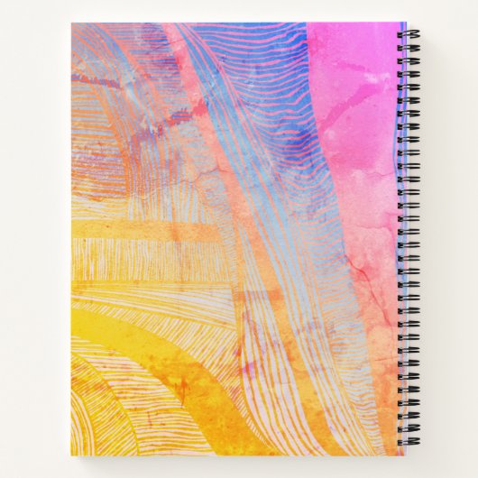 Paarse en gele Golfspiraallaptop Notitieboek (Achterkant)