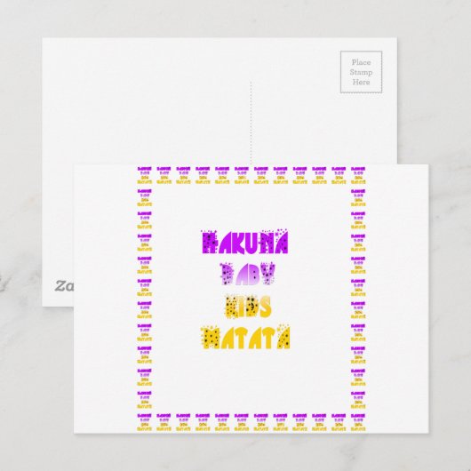 Paarse en gele Hakuna Matata Baby Kinderen G Briefkaart (Voorkant / Achterkant)