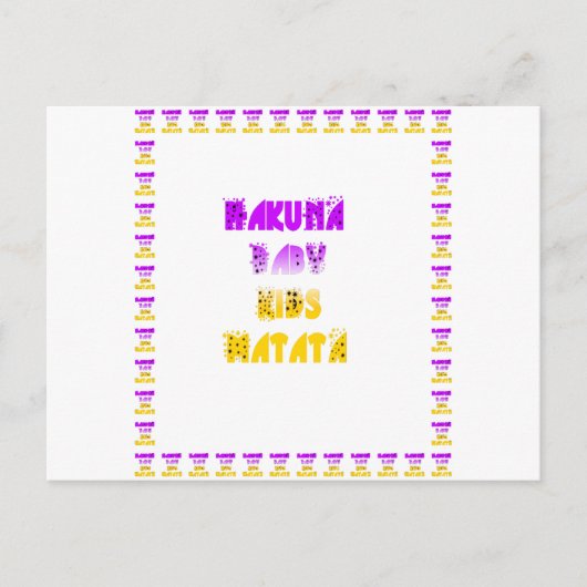 Paarse en gele Hakuna Matata Baby Kinderen G Briefkaart (Voorkant)