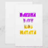 Paarse en gele Hakuna Matata Baby Kinderen G Briefpapier (Voorkant / Achterkant)