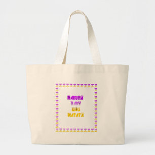 Paarse en gele Hakuna Matata Baby Kinderen G Grote Tote Bag