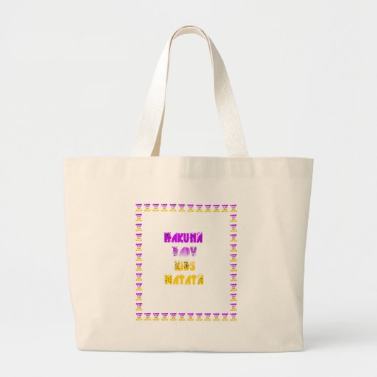 Paarse en gele Hakuna Matata Baby Kinderen G Grote Tote Bag (Voorkant)