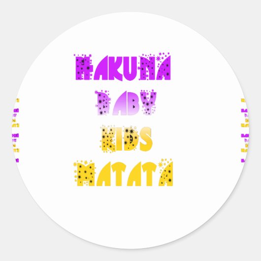Paarse en gele Hakuna Matata Baby Kinderen G Ronde Sticker (Voorkant)