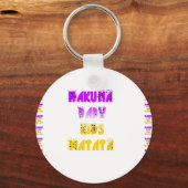 Paarse en gele Hakuna Matata Baby Kinderen G Sleutelhanger (Voorkant)
