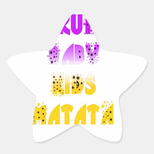 Paarse en gele Hakuna Matata Baby Kinderen G Ster Sticker (Voorkant)
