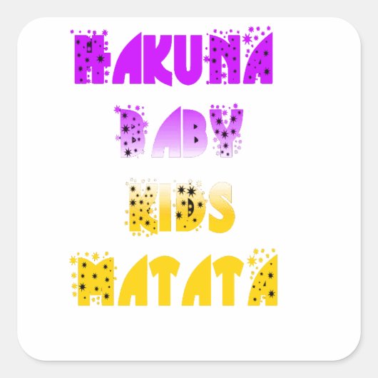 Paarse en gele Hakuna Matata Baby Kinderen G Vierkante Sticker (Voorkant)