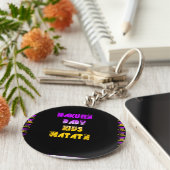 Paarse en gele Hakuna Matata Baby Kinderen Gifts a Sleutelhanger (Zijkant)