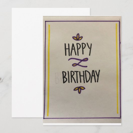 Paarse en gele Happy Birthday-kaart Kaart (Voorkant / Achterkant)