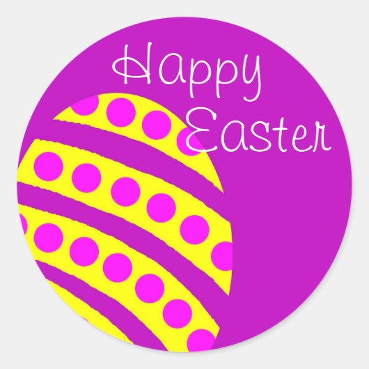 Paarse en gele Happy Easter Egg Sticker (Voorkant)