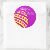 Paarse en gele Happy Easter Egg Sticker (Tas)
