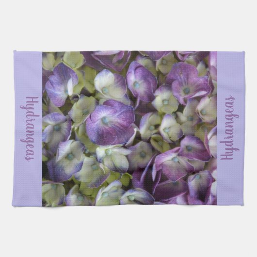 Paarse en gele hydrangea theedoek (Horizontaal)