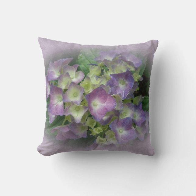 Paarse en gele hydrangeas - Pillow Kussen (Voorkant)