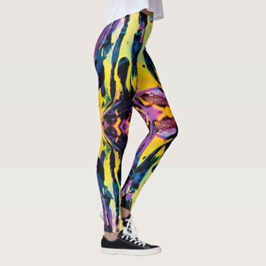 Paarse en gele interstellaire galactische implosie leggings (Rechts)