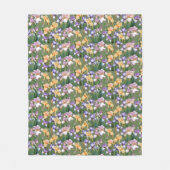 Paarse en gele IRIEN / Floral Large Fleece Deken (Voorkant)