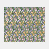 Paarse en gele IRIEN / Floral Large Fleece Deken (Voorkant (Horizontaal))