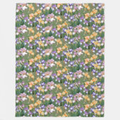 Paarse en gele IRIEN / Floral Large Fleece Deken (Voorkant)