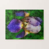 Paarse en gele iris kunstbloemen puzzel (Horizontaal)
